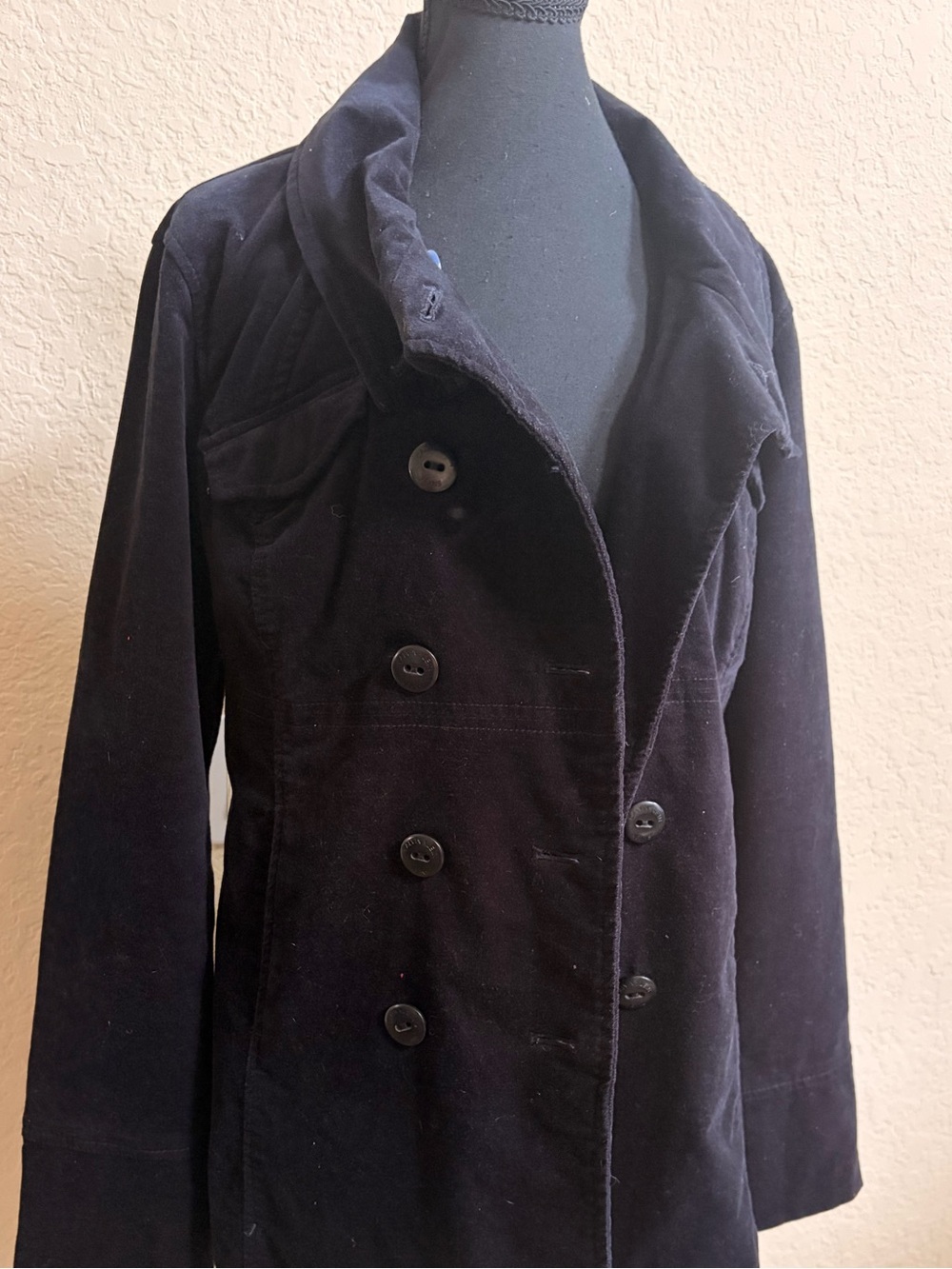 Calvin Klein Black Double-Breasted Pea Coat